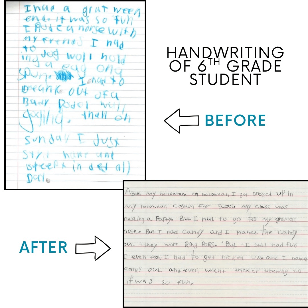 Handwriting transformation - before and after structured literacy instruction